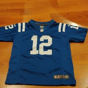 Nike Blue and White Sports Colt Jersey #12 Luck